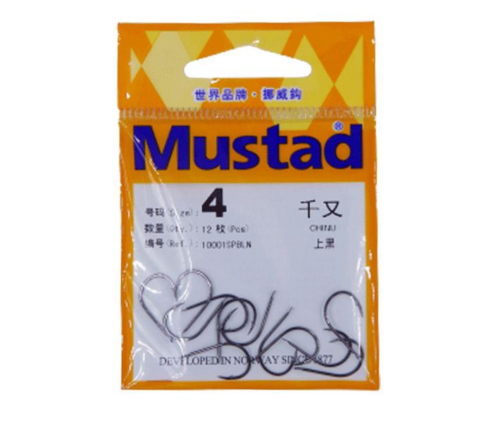 Mustad 10001SPBLN Chinu Forged Kirbed Hook