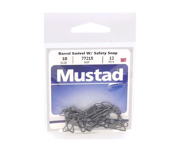 MUSTAD BARREL SWIVEL WITH SAFETY SNAP