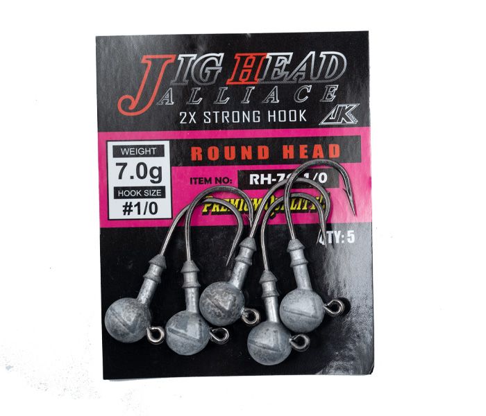 JK ROUND HEAD JIG HEAD 2X STRONG HOOK