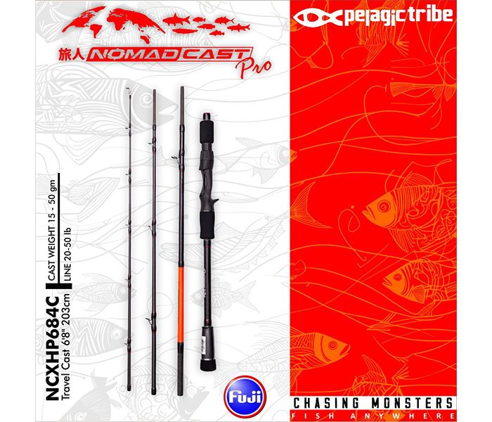 NOMAD CAST - V2 - PRO - TRAVEL ROD - BAITCASTING ROD - 4 PIECE